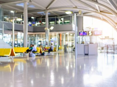 Abstract blur background : Passenger waiting for Check-in for Flight at airport terminal